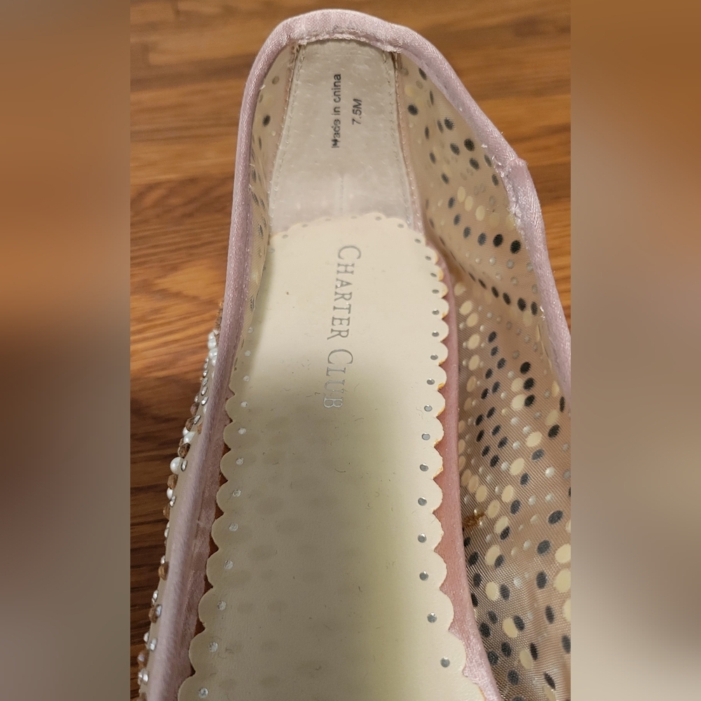 NWT IN BOX Blush Beaded Flats - Picture 3 of 6